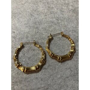 Earrings Gold-tone Bamboo Hoop